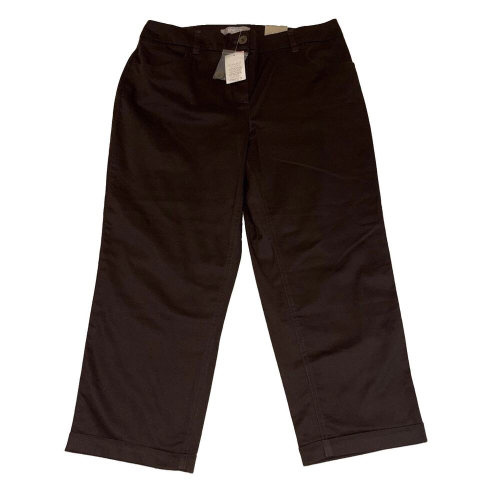 NWT Chico's Brown Cropped Pants Womens Size 0.5 Cuffed Hem Stretch Capris